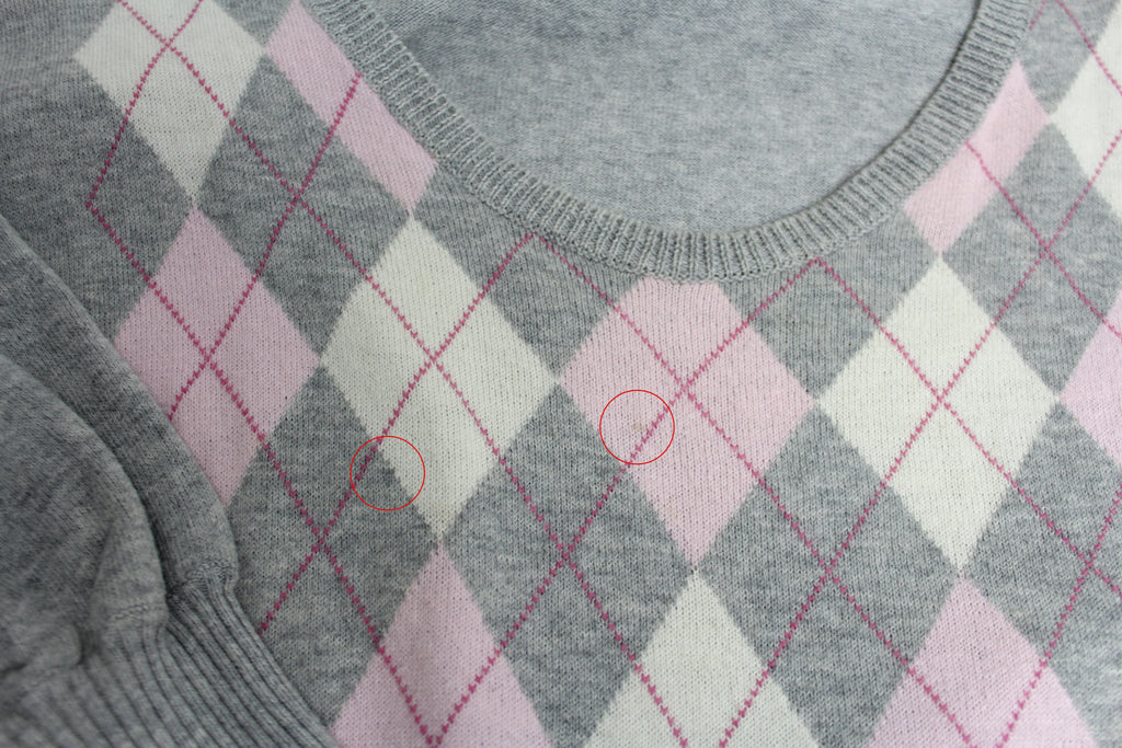Burberry Pink and Grey Argyle Knit Sweater Top EU 38