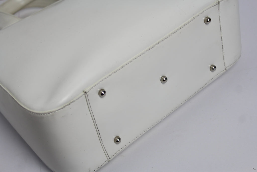 Gucci White Leather Large Logo Handbag