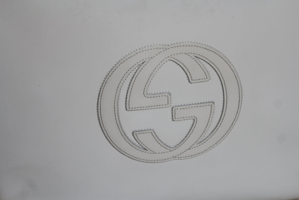 Gucci White Leather Large Logo Handbag