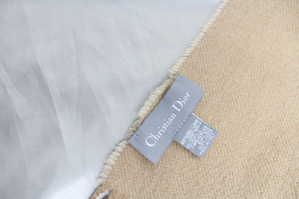 Christian Dior Nude & Tan Logo Wool Scarf