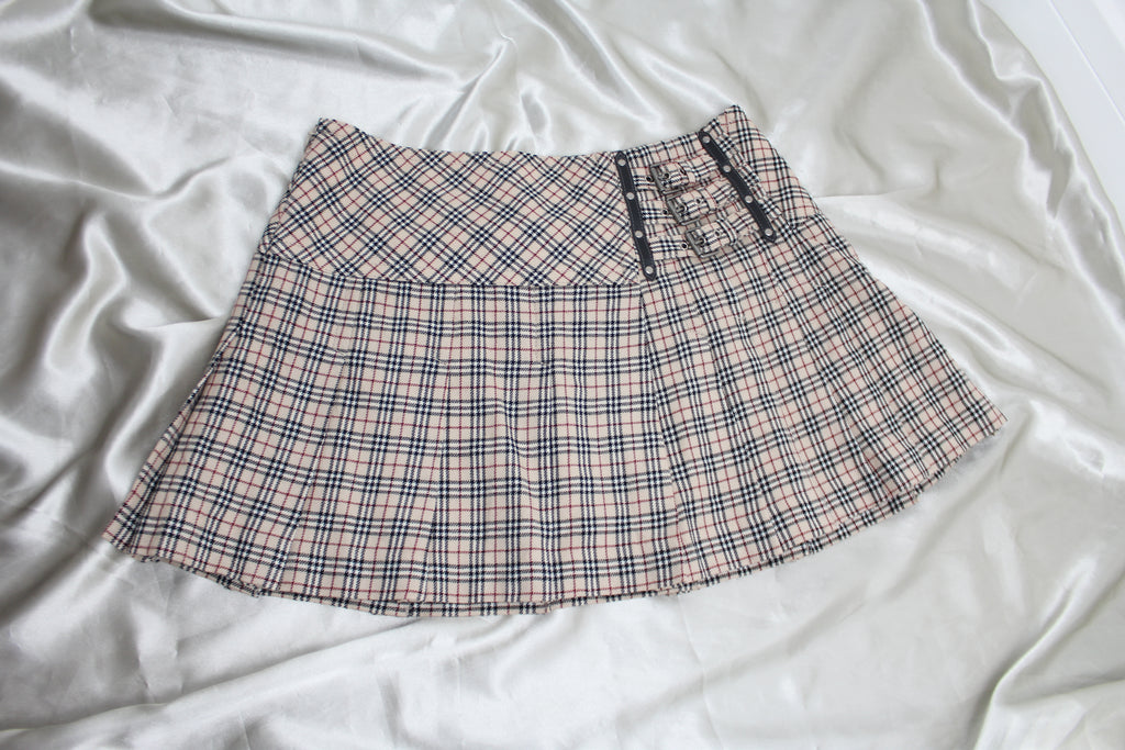 Burberry Nova Check Pleated Mini Skirt