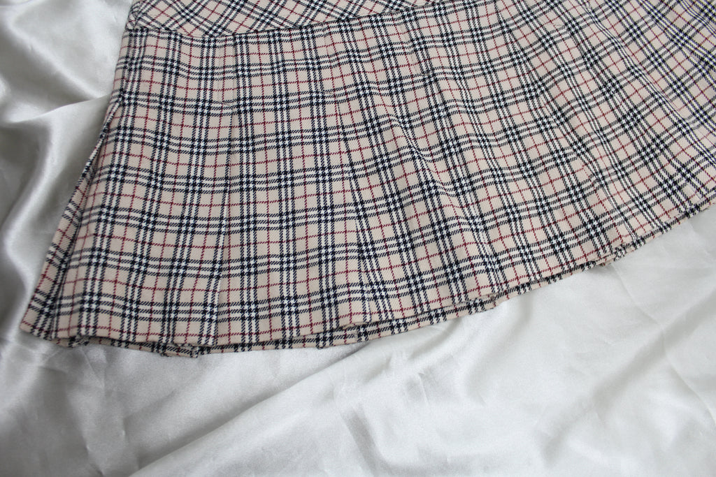 Burberry Nova Check Pleated Mini Skirt