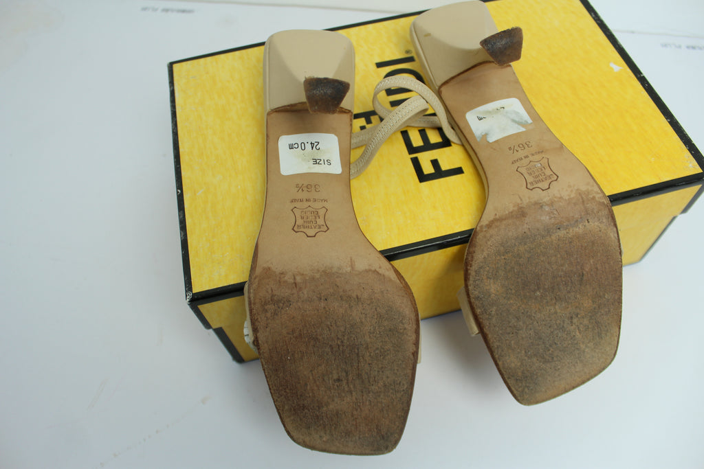 Fendi Floral Applique Leather Mules EU 36.5