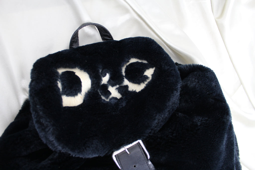 Dolce & Gabbana Black Fluffy Logo Backpack