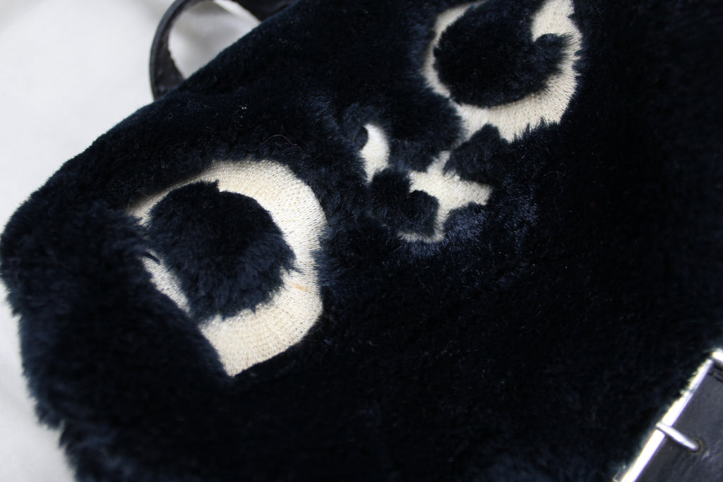 Dolce & Gabbana Black Fluffy Logo Backpack