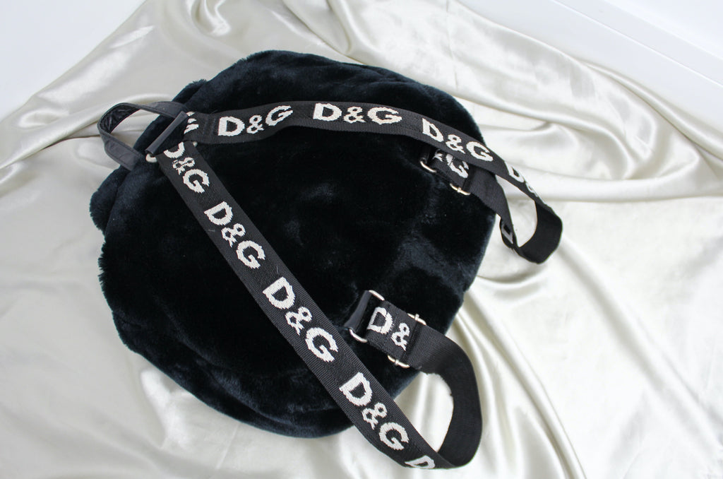 Dolce & Gabbana Black Fluffy Logo Backpack