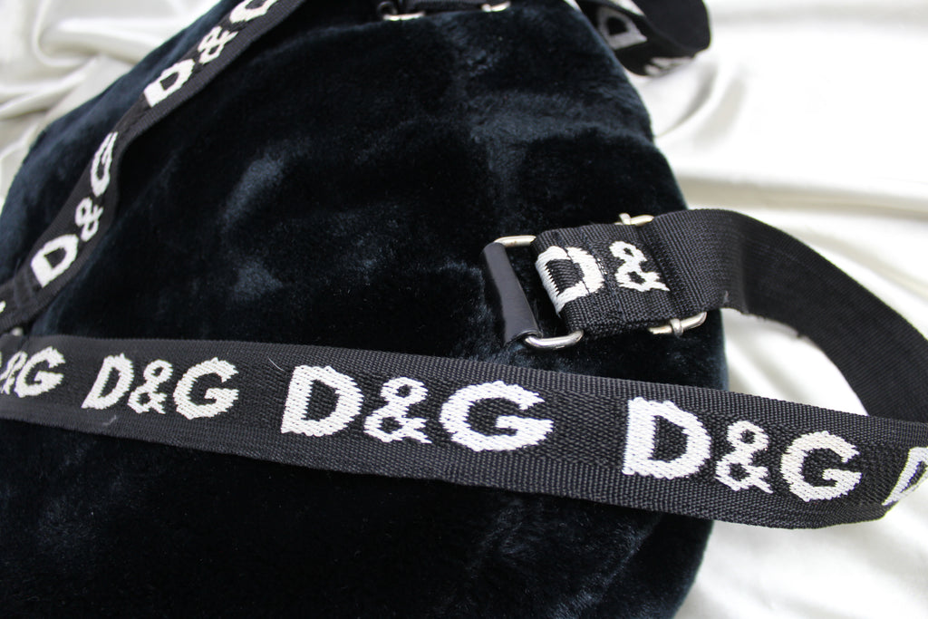 Dolce & Gabbana Black Fluffy Logo Backpack