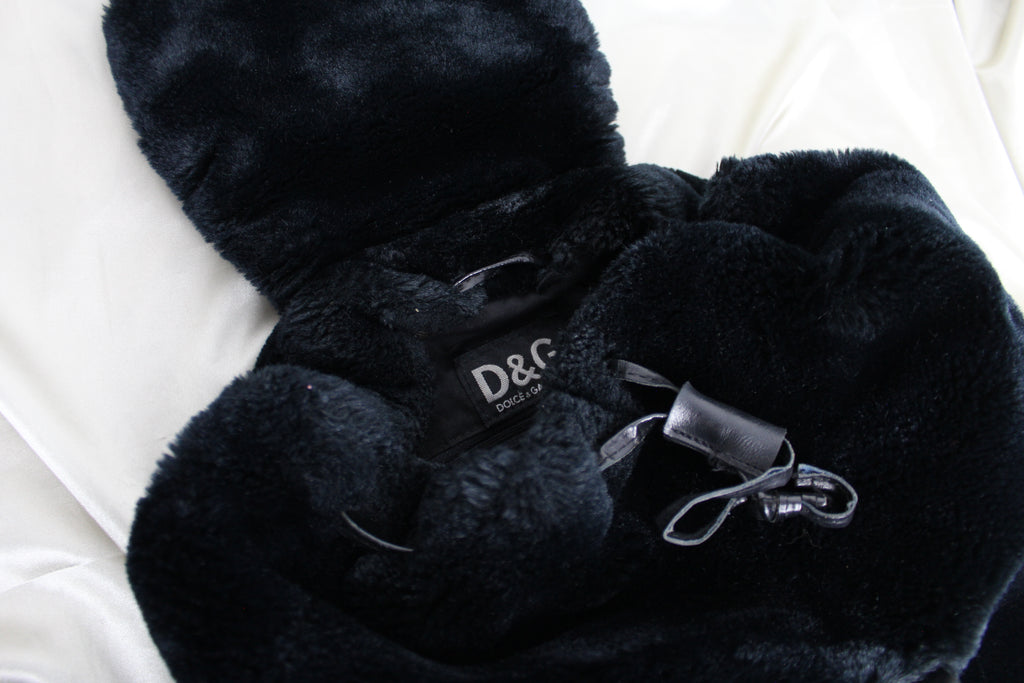 Dolce & Gabbana Black Fluffy Logo Backpack