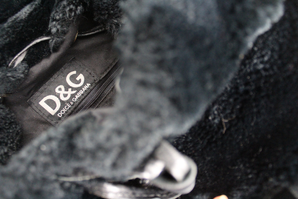 Dolce & Gabbana Black Fluffy Logo Backpack