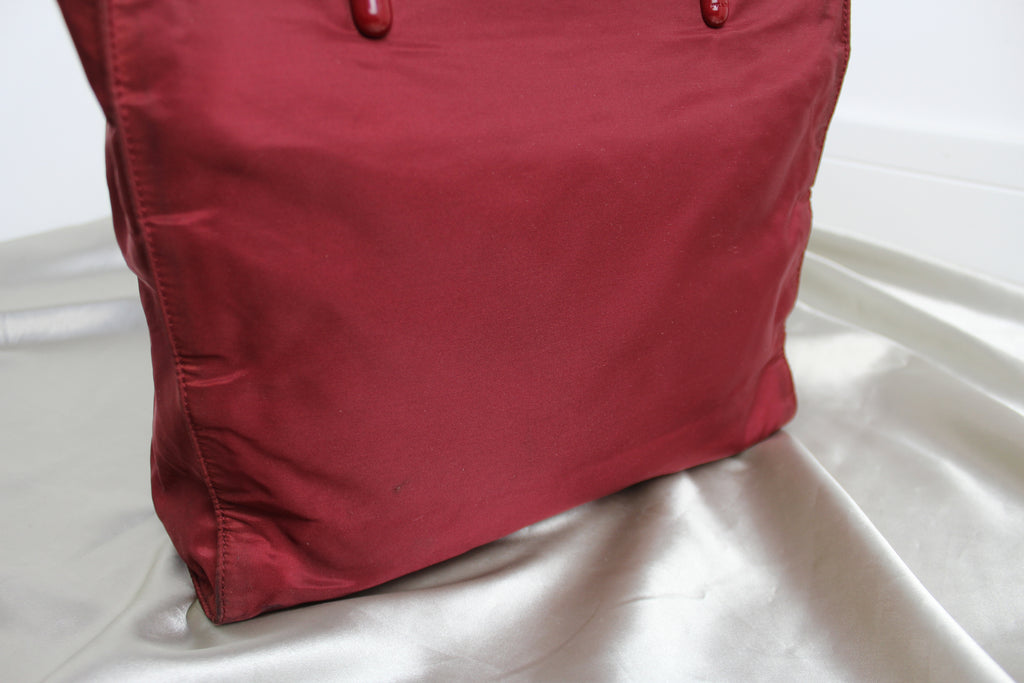 Prada Red Nylon Plastic Handle Bag