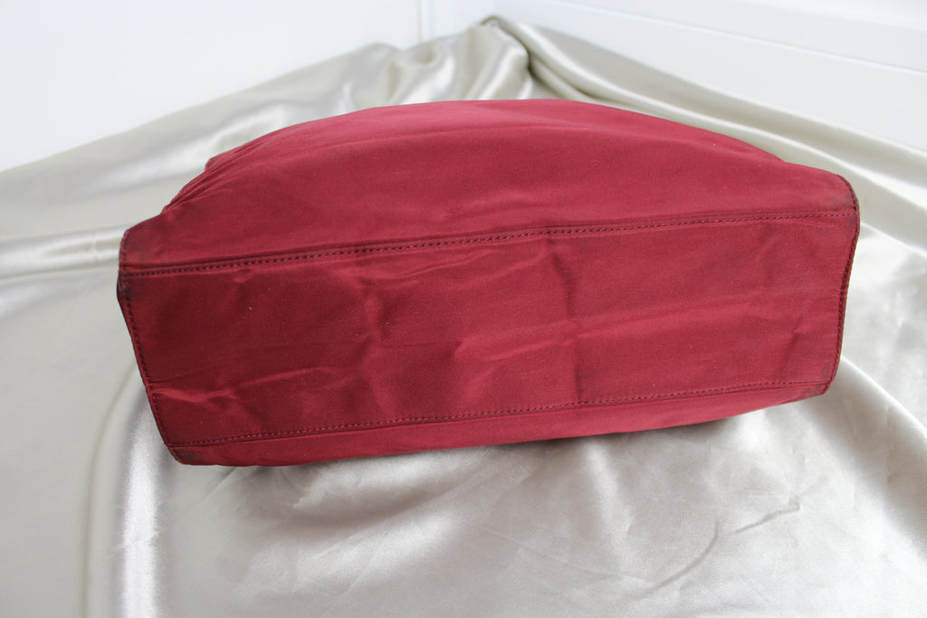 Prada Red Nylon Plastic Handle Bag