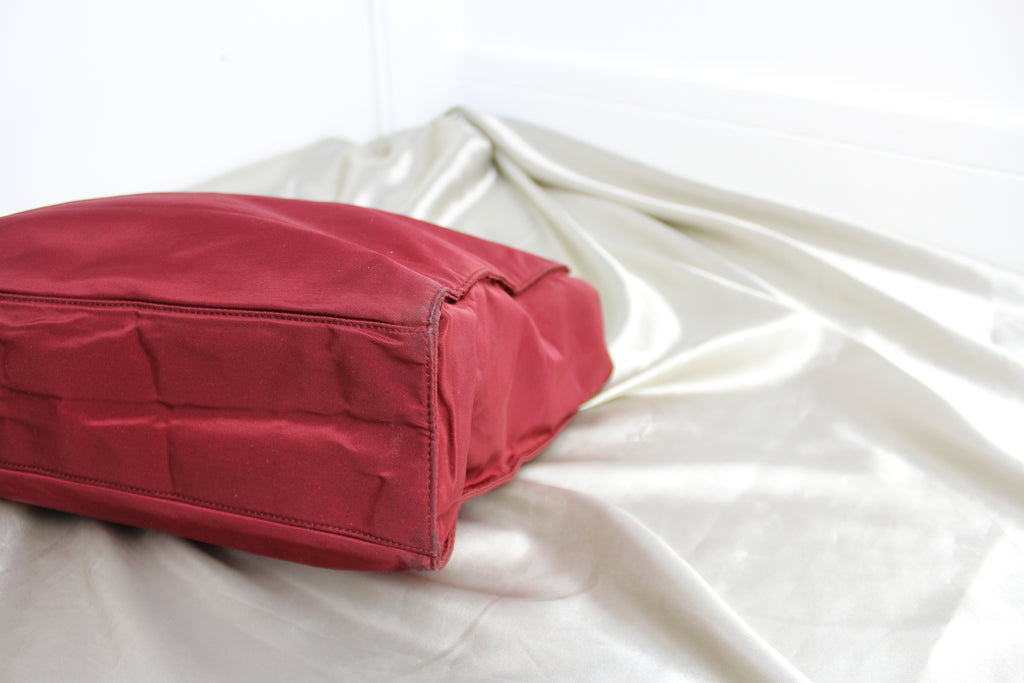 Prada Red Nylon Plastic Handle Bag