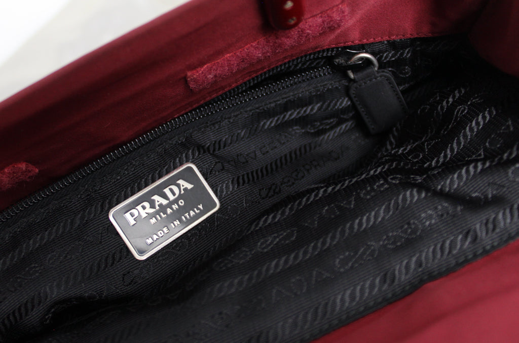 Prada Red Nylon Plastic Handle Bag