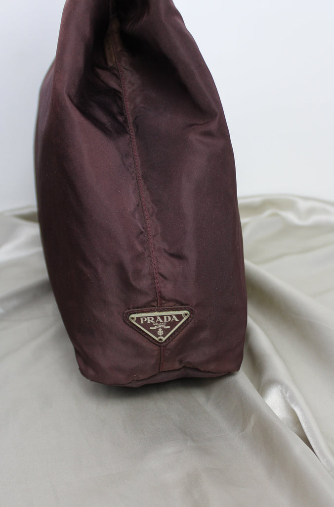 Prada Brown Nylon Lucite Handle Tote Bag
