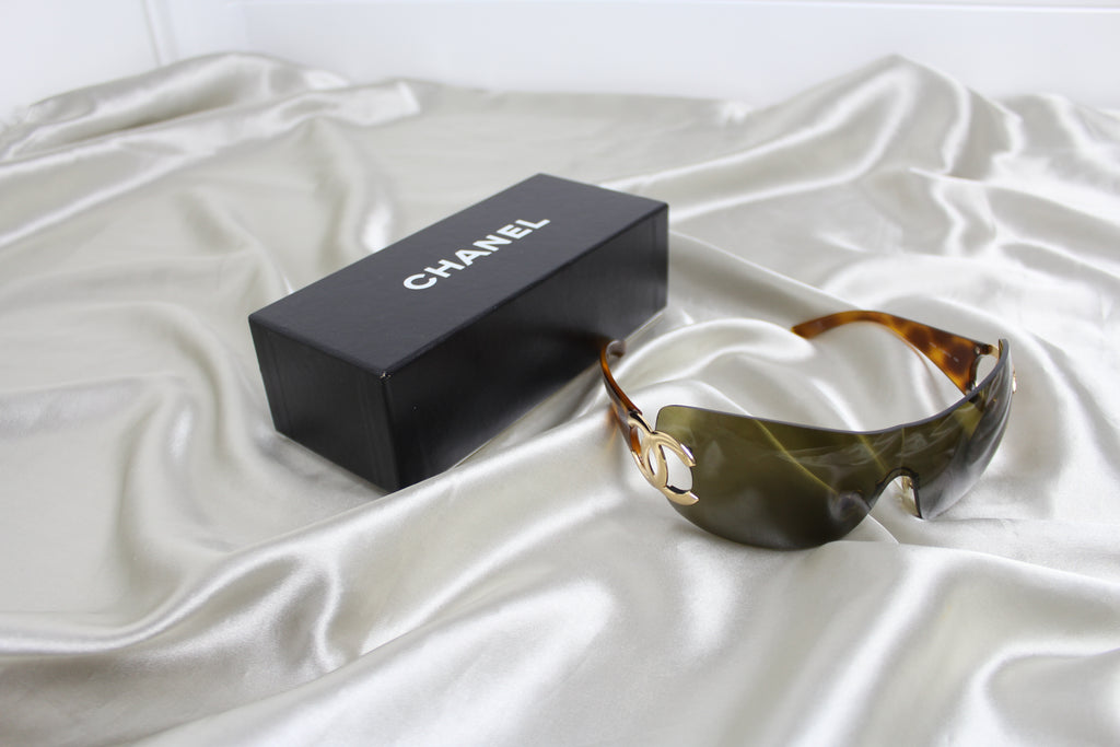 Chanel 4124 Shield Gold Logo Sunglasses