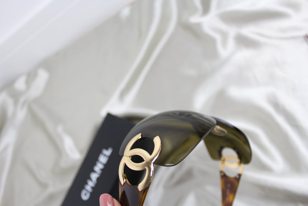 Chanel 4124 Shield Gold Logo Sunglasses