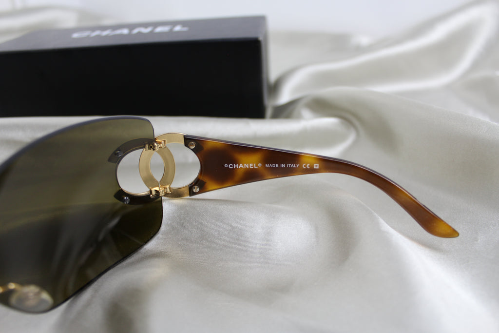 Chanel 4124 Shield Gold Logo Sunglasses