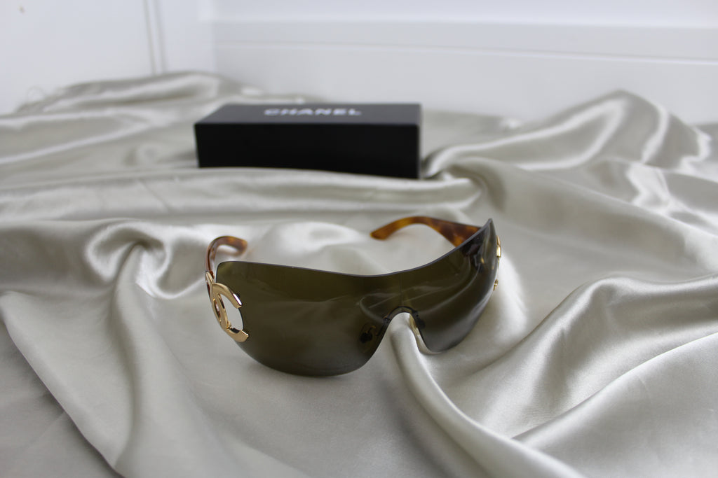 Chanel 4124 Shield Gold Logo Sunglasses