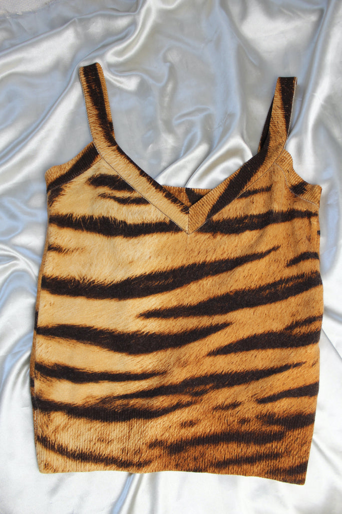 Dolce & Gabbana Tiger Print Cashmere Cami Top