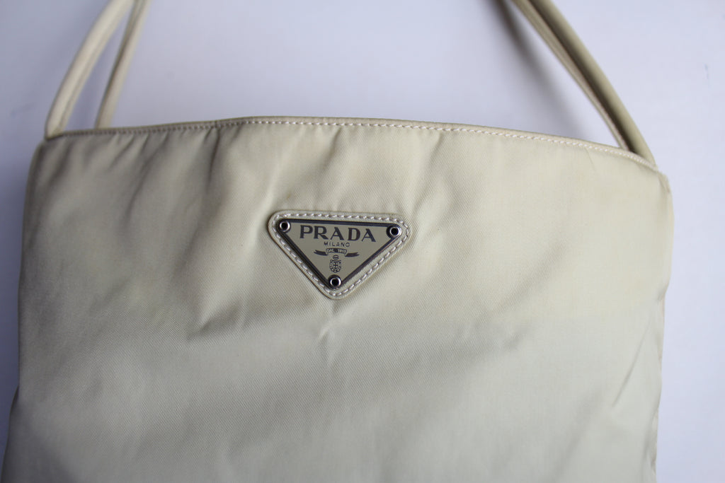 Prada Tessuto Nylon Shoulder Bag in Champagne