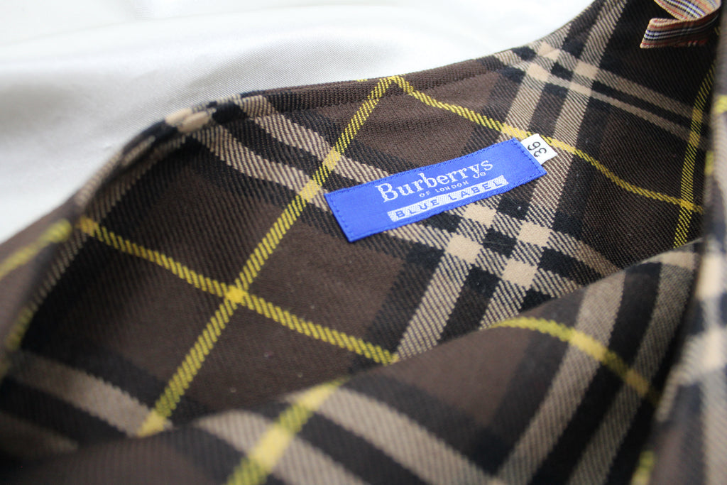 Burberry Brown Check Pleated Mini Skirt 36