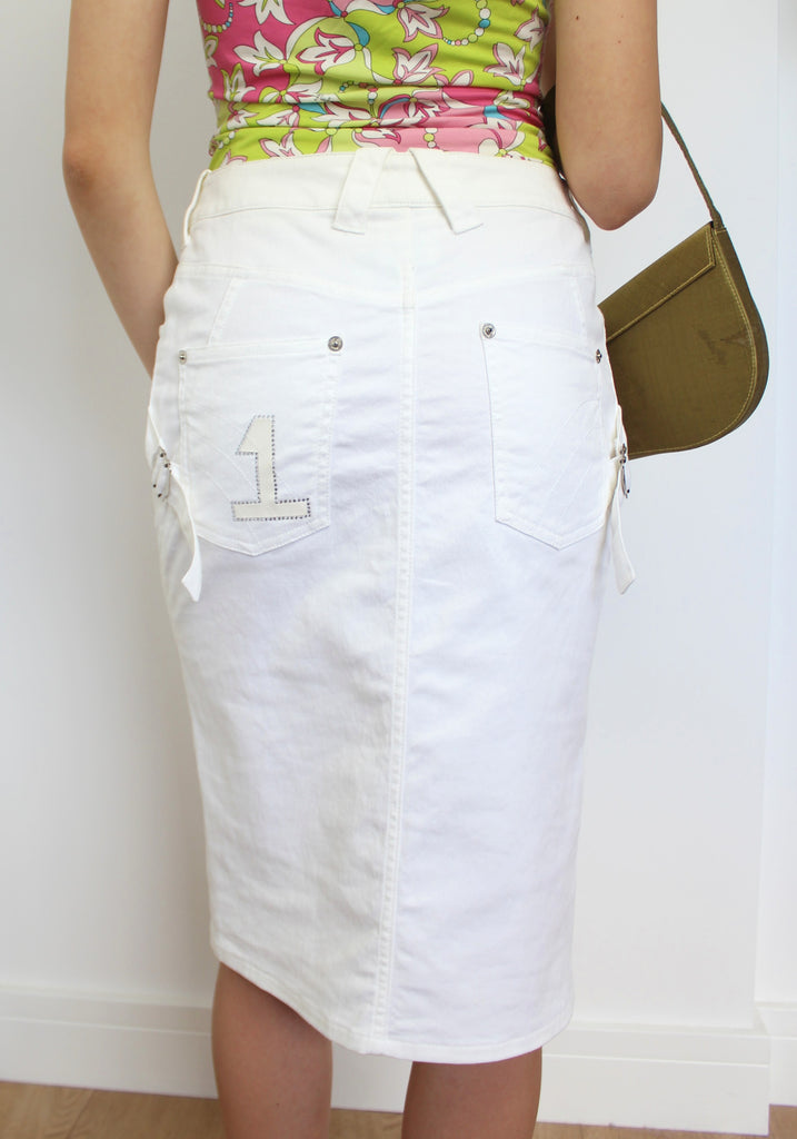 Christian Dior 2004 White Midi Skirt UK 8