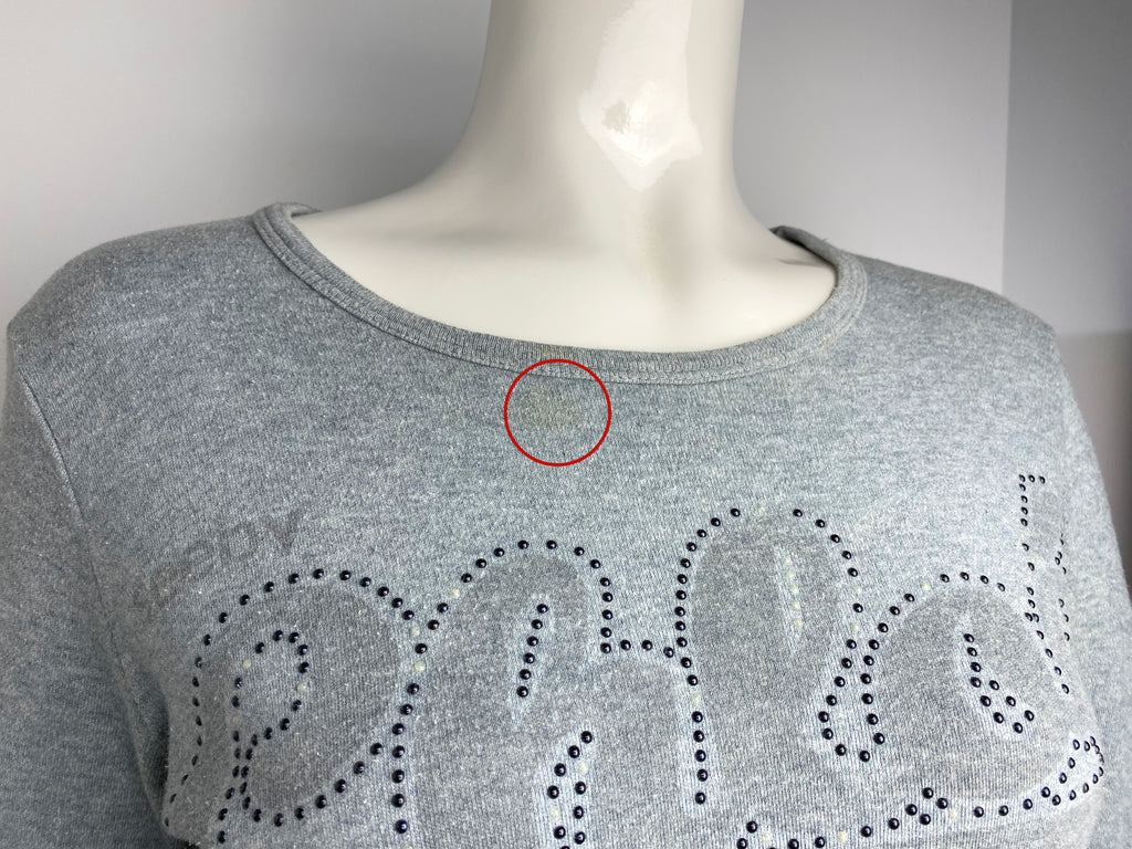 See By Chloé Grey Rhinestone Logo Top S-M