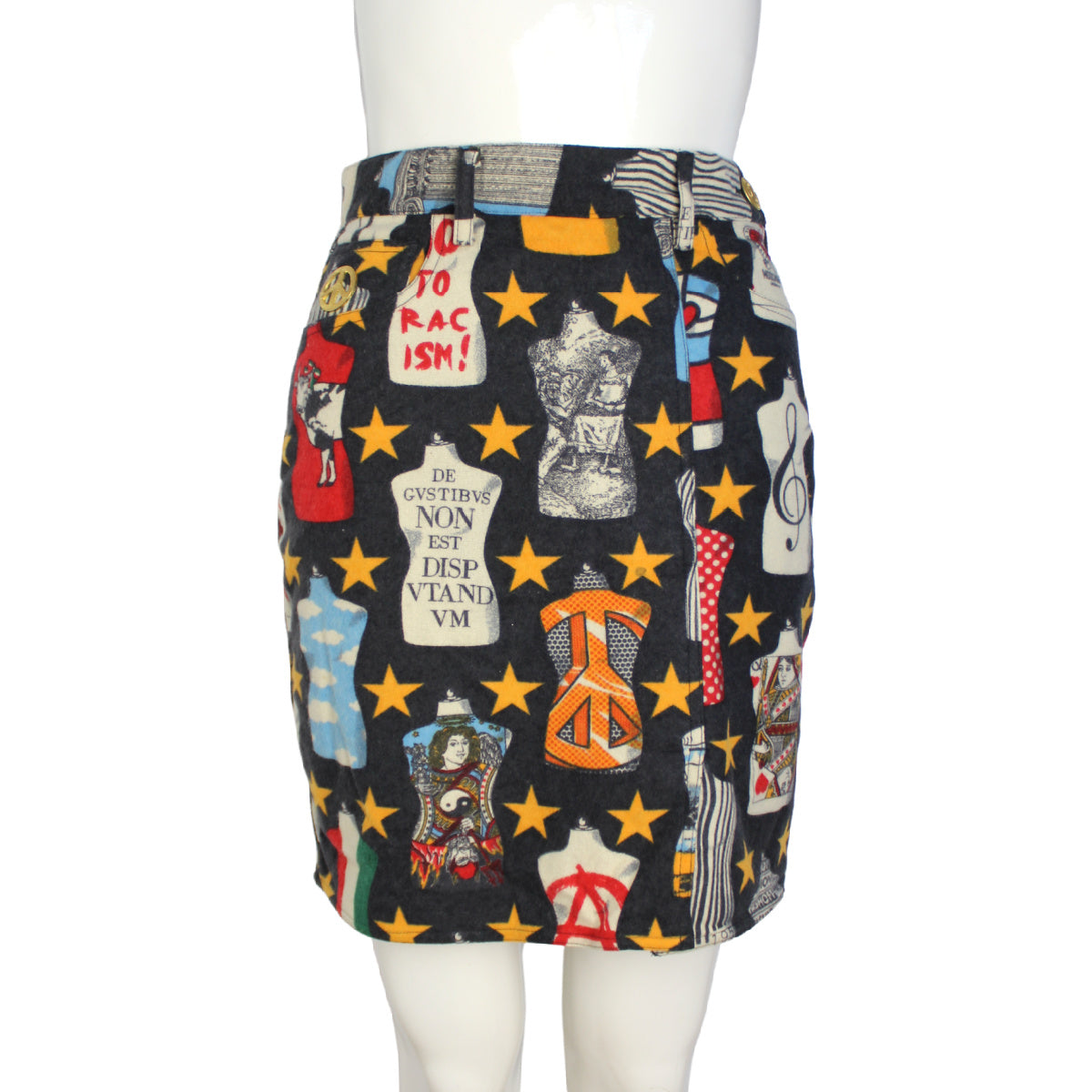 90s MOSCHINO EMBROIDERY SUEDE SKIRT レザー Vintage 90s Moschino Rainbow Leather SKIRT 1991 Spring