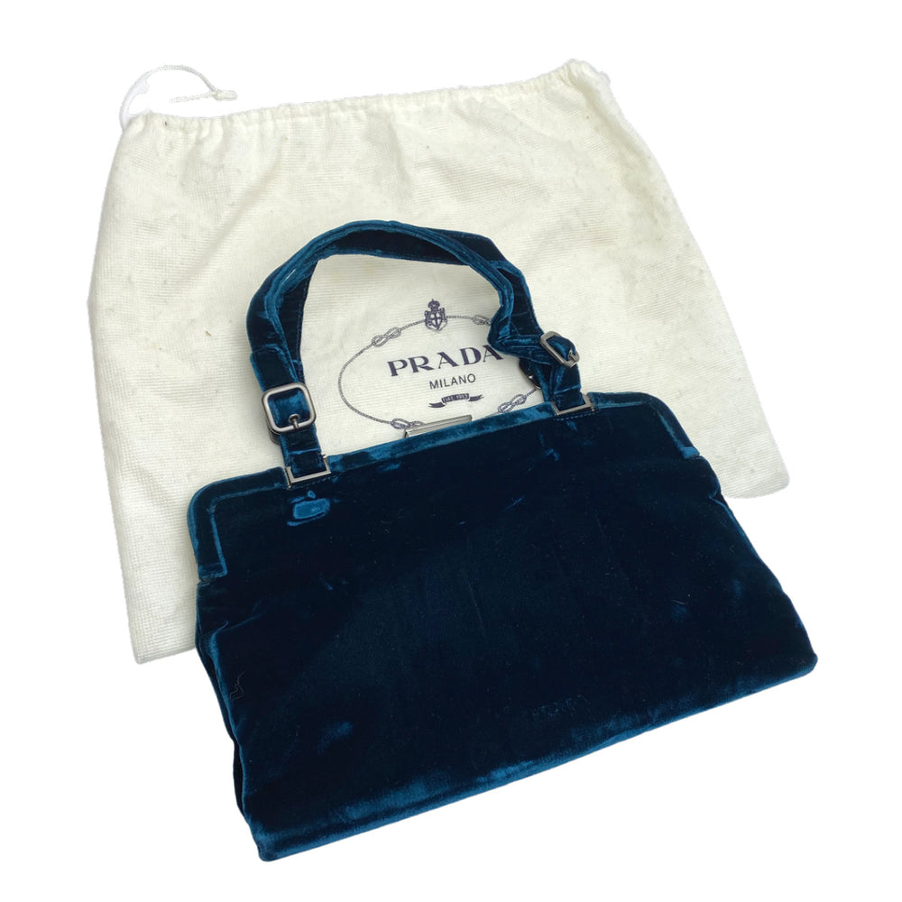 Prada 90's Blue Velvet Handbag