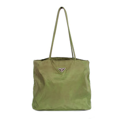 Prada Nylon Tote Shoulder Bag Dark Green - Dallas Handbags