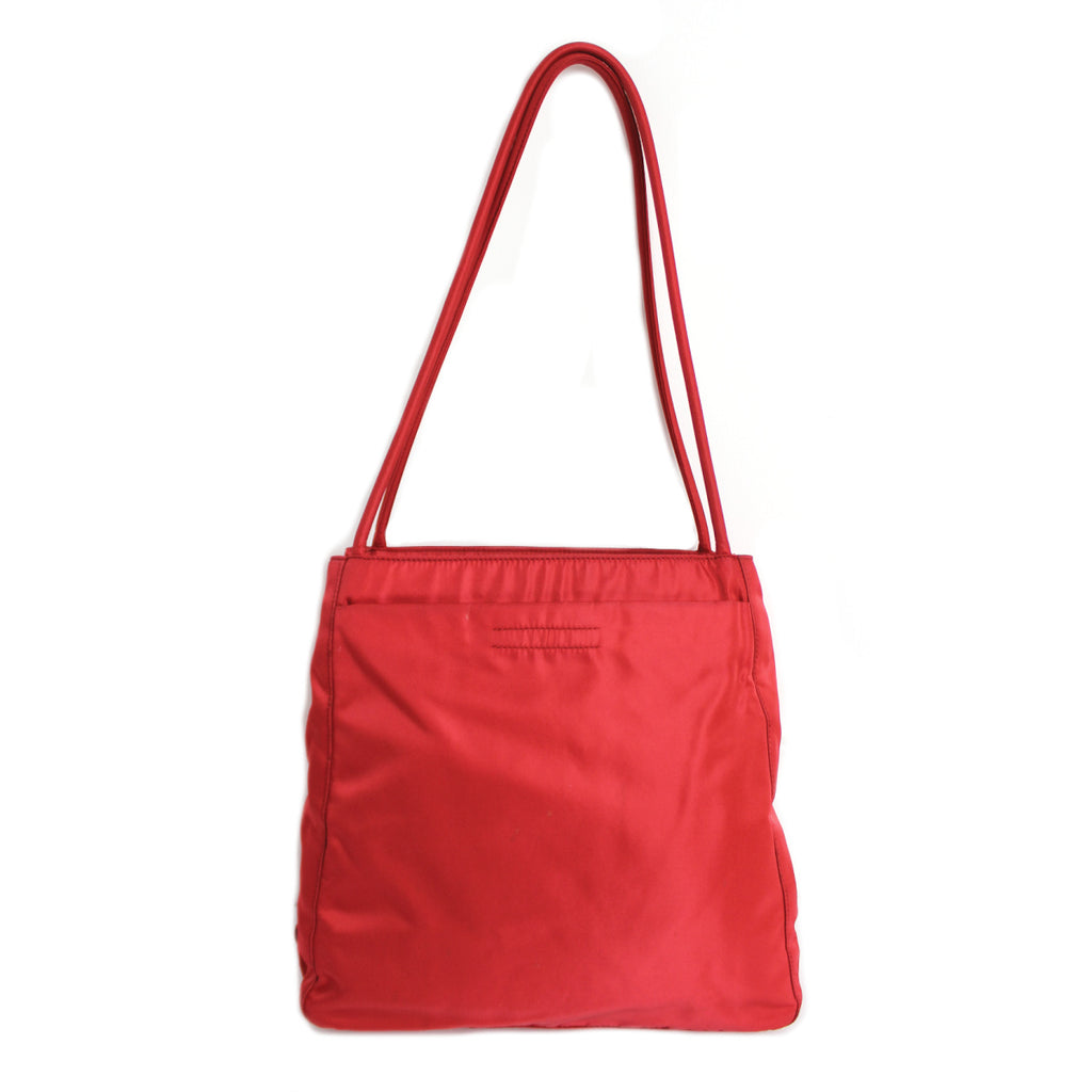Prada Tessuto Sirio Black Nylon Shoulder Bag Red