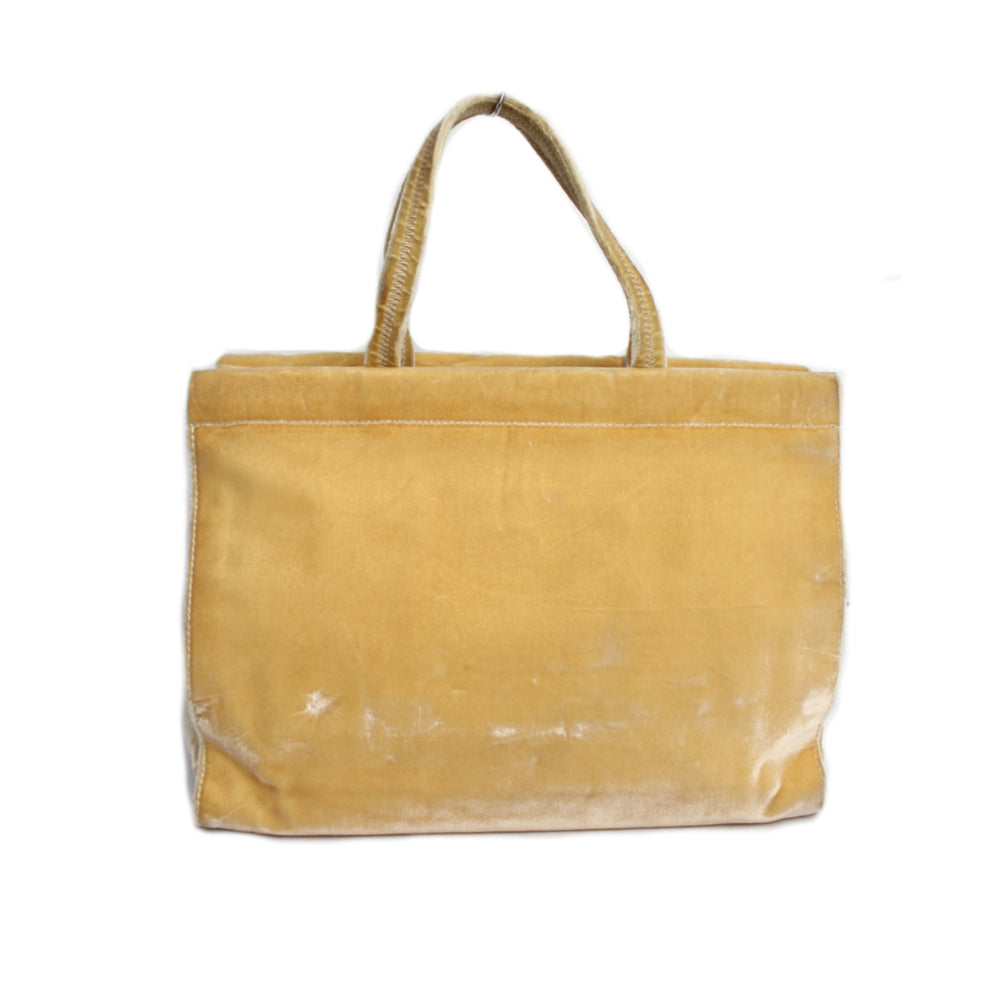Prada Yellow Velvet Tote Bag