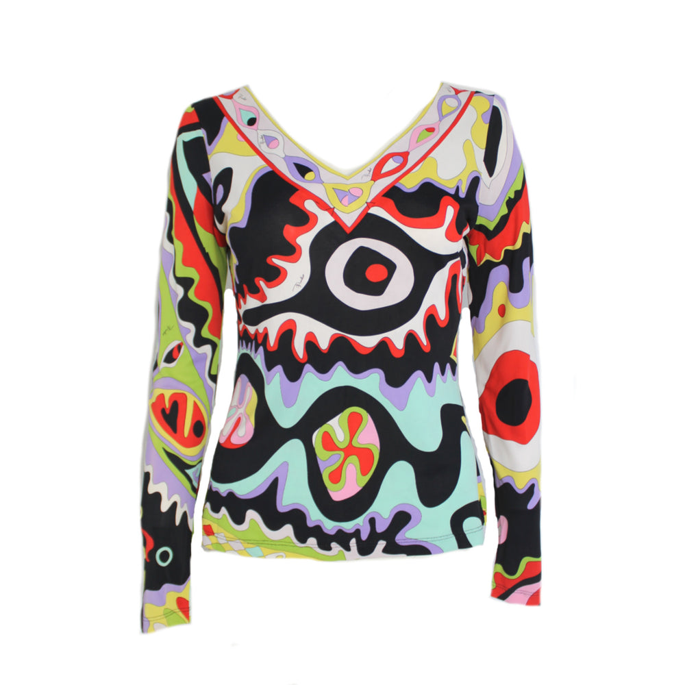 Emilio Pucci Abstract Print Long Sleeve Top