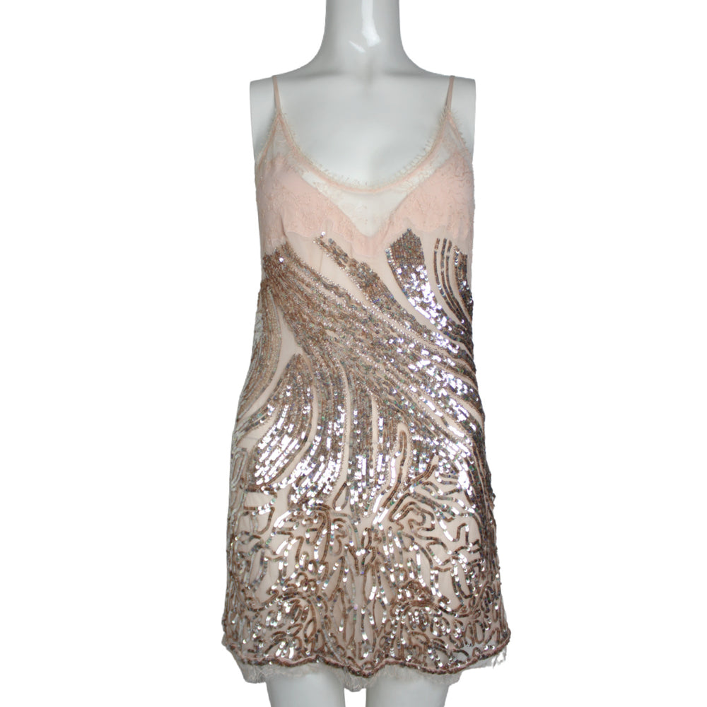 Roberto Cavalli Sequin Pink Lace Cami Top IT 38