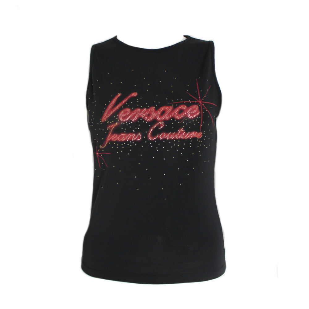 Versace Jeans Couture Sparkly Black Tank Top Small