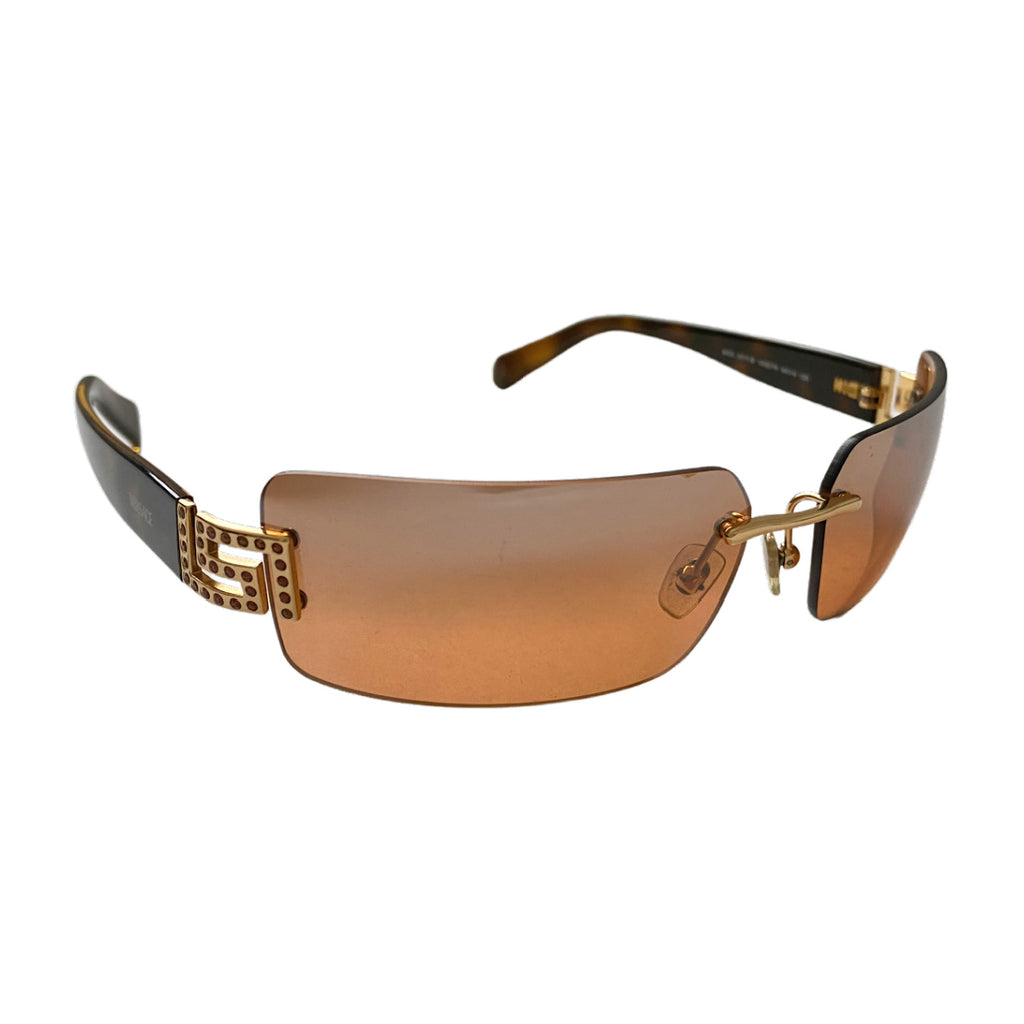 Versace Orange Rimless Logo Sunglasses