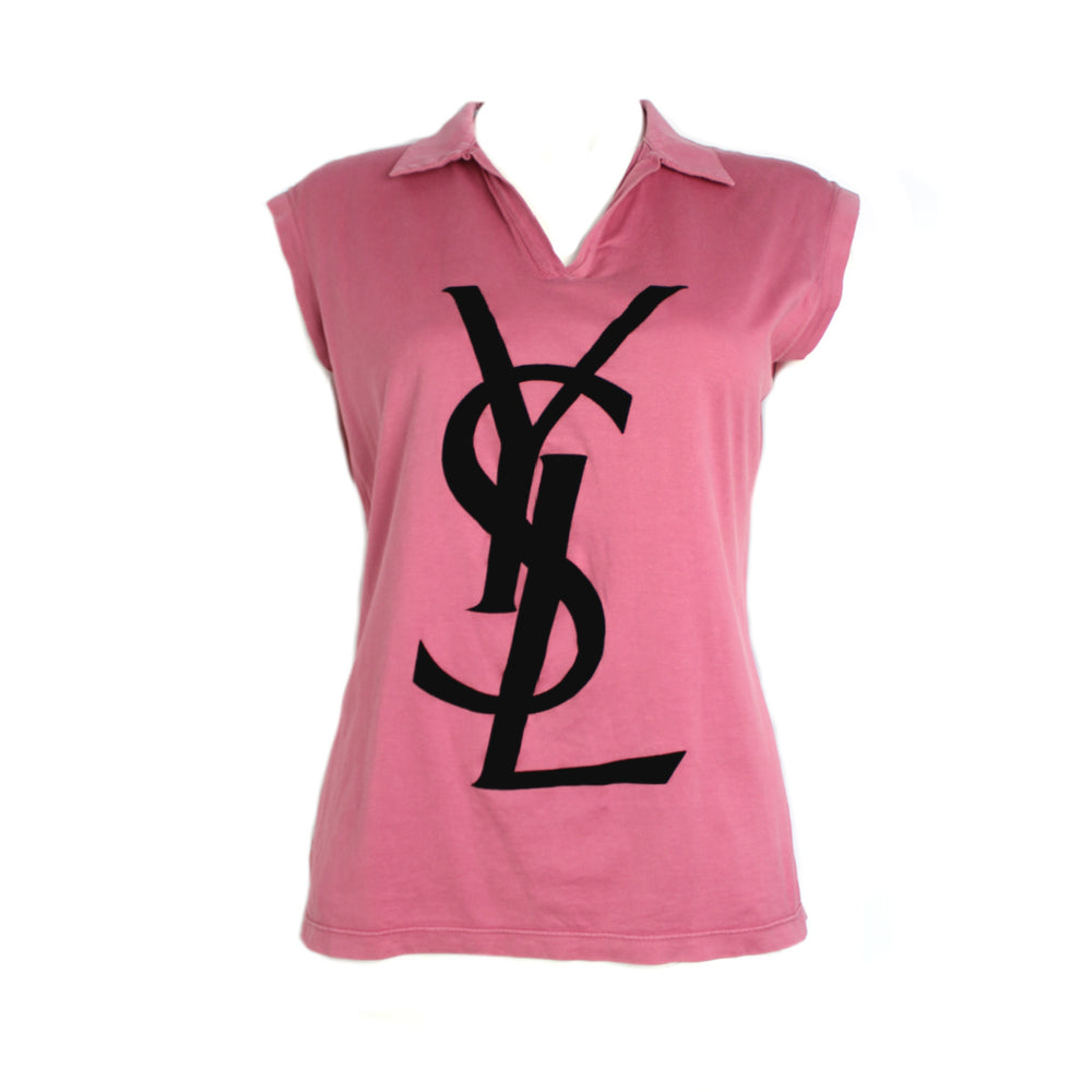 Yves Saint Laurent YSL Logo Pink Sleeveless Top