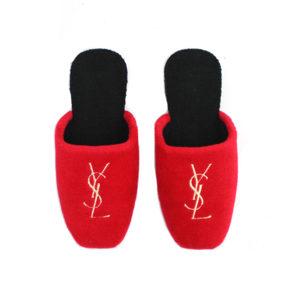 Yves Saint Laurent Red Logo Slippers