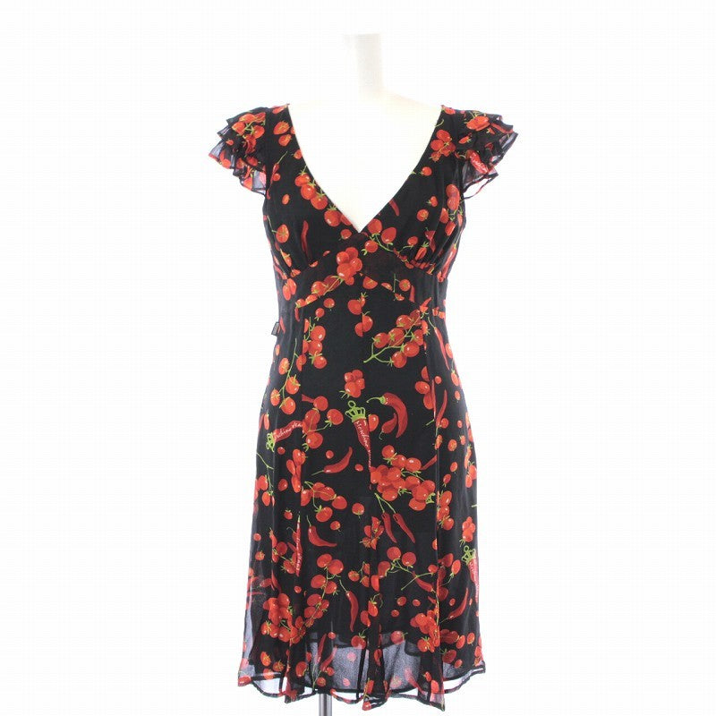 Moschino Chillis and Tomatos Black Dress