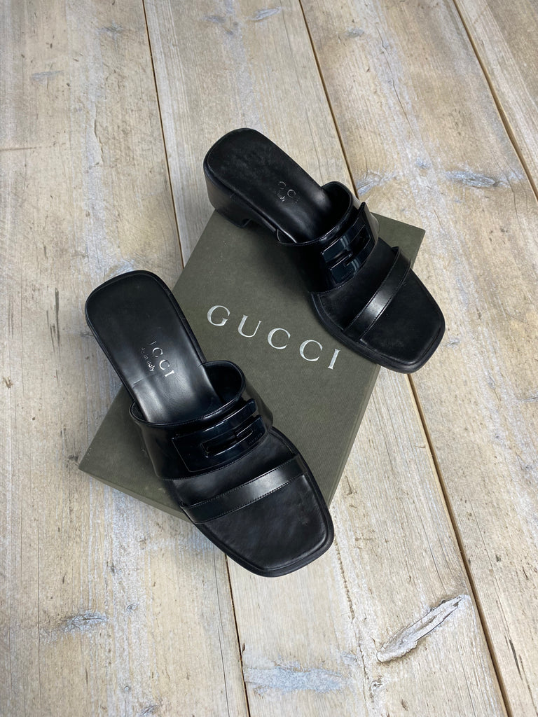 Gucci Black Logo Chunky Sandals EU 36