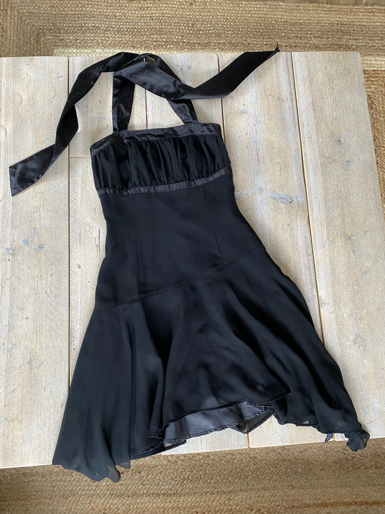 Kookai Black Floaty Tie Up Dress