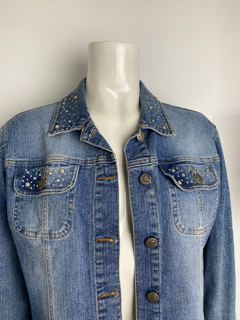 Blugirl Rhinestone Logo Denim Jacket IT 40