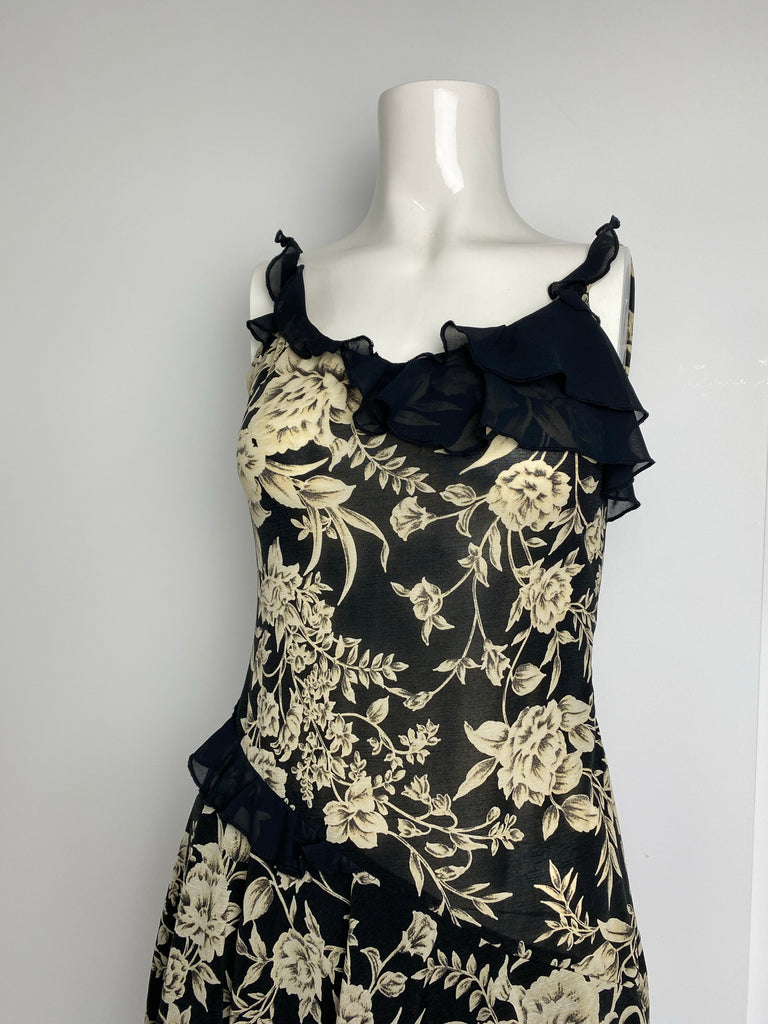 Morgan De Toi Black Floral Dress - S