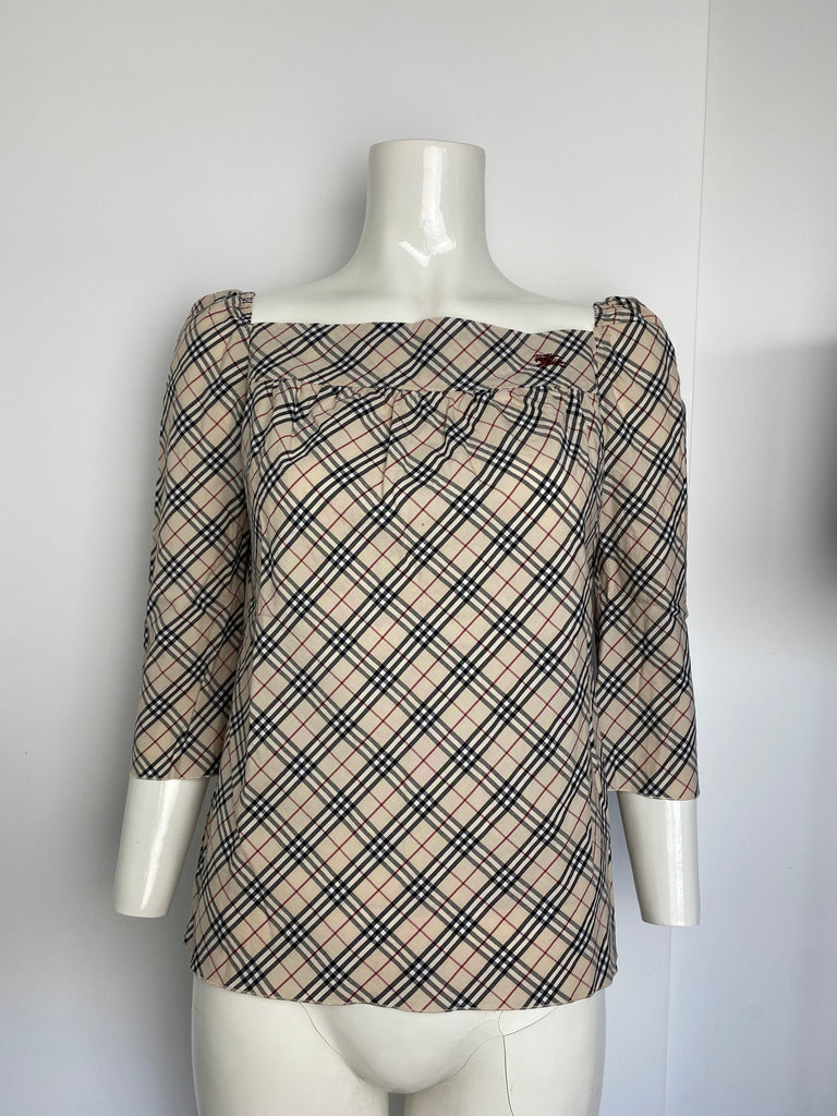 Burberry Nova Check 3/4 Length Sleeve Top