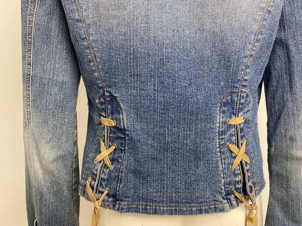 Blugirl Rhinestone Logo Denim Jacket IT 40