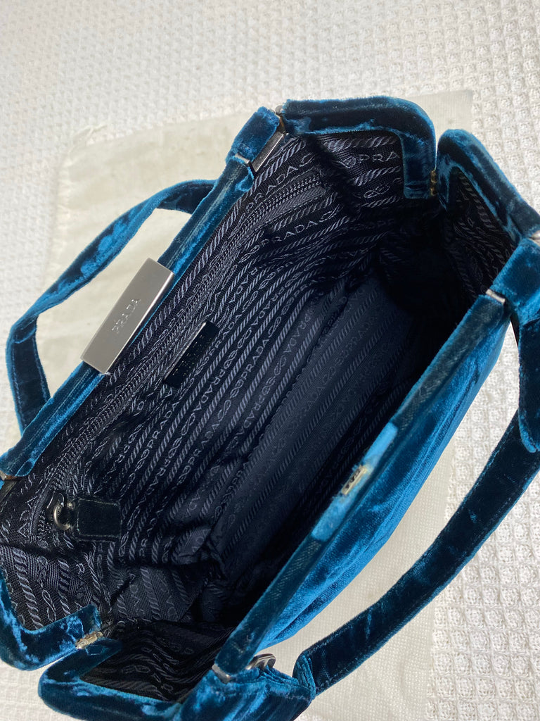 Prada 90's Blue Velvet Handbag