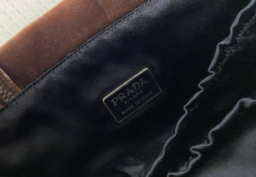 Prada Brown Velvet Small Tote Bag