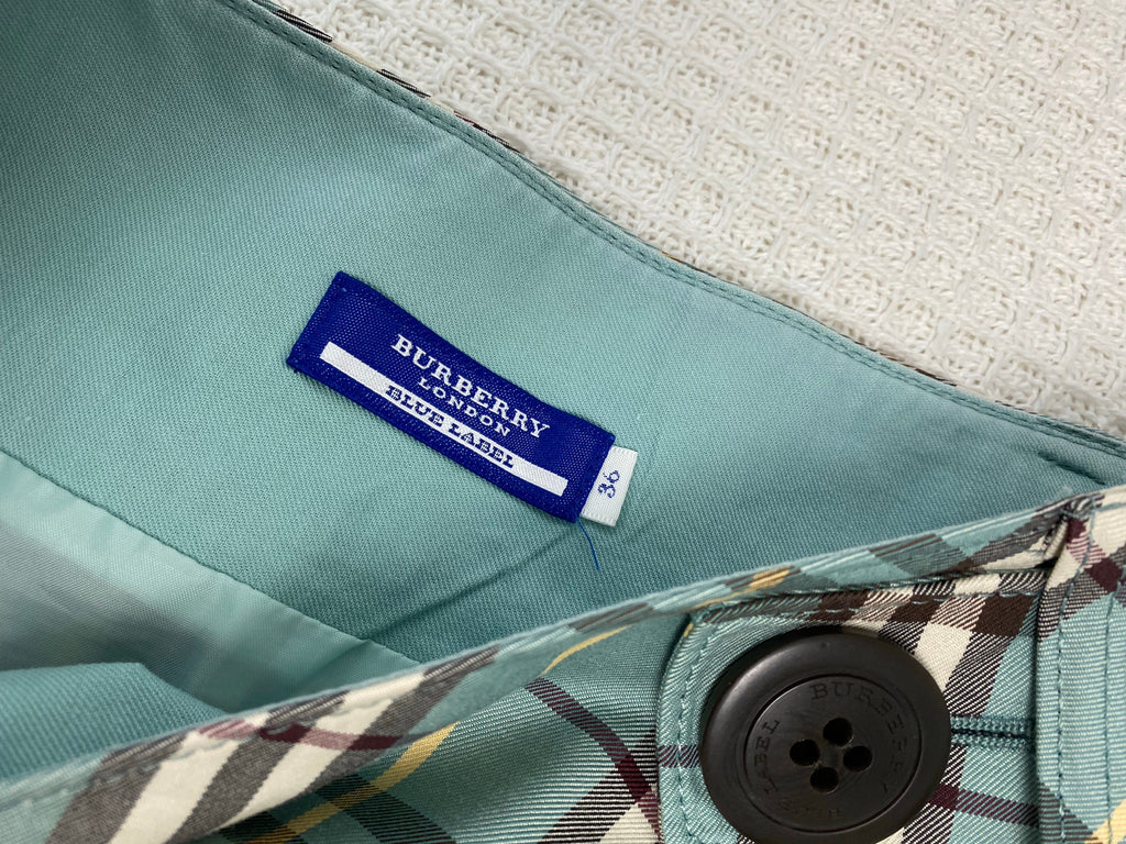 Burberry Blue Check Button Skirt 36