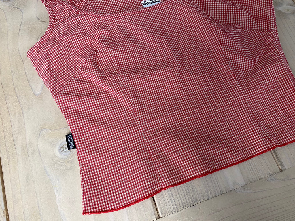 Moschino Red Gingham Check Cami Top