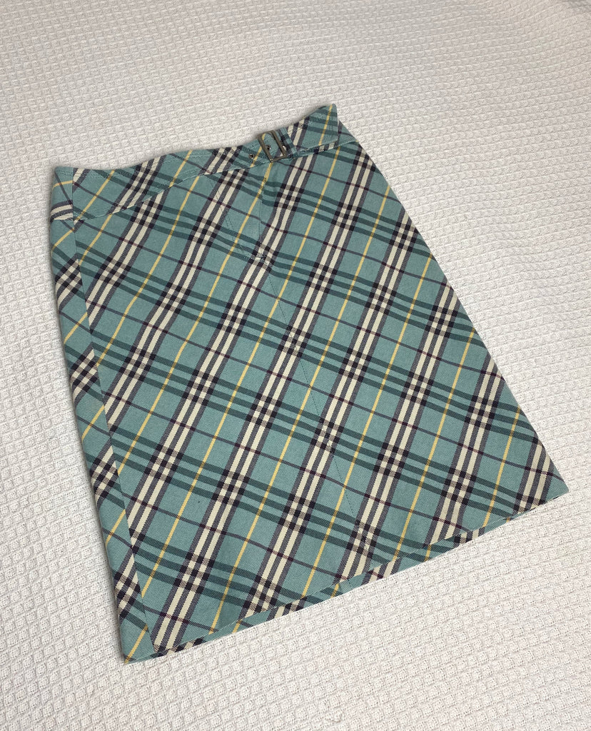 Burberry Blue Check Buckle Skirt - Small